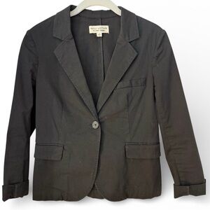 Nili Lotan Salvora Stretch Cotton Single-Button Blazer Black Size 0 Retail $650